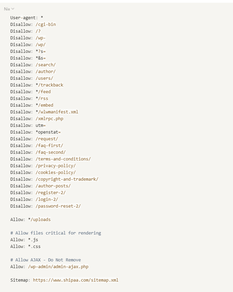 Indexation and robots.txt findings from the report
